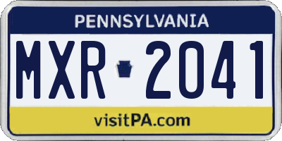 PA license plate MXR2041