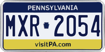 PA license plate MXR2054
