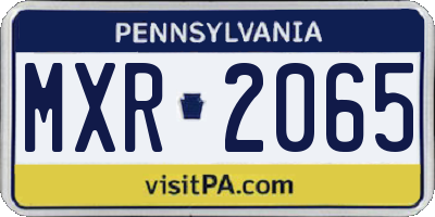 PA license plate MXR2065