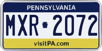 PA license plate MXR2072