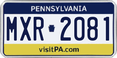 PA license plate MXR2081