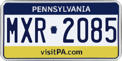 PA license plate MXR2085