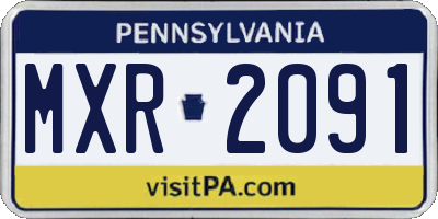 PA license plate MXR2091