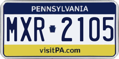 PA license plate MXR2105