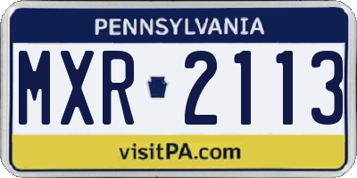 PA license plate MXR2113