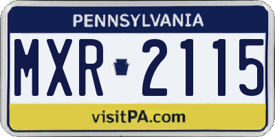 PA license plate MXR2115
