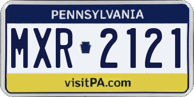 PA license plate MXR2121