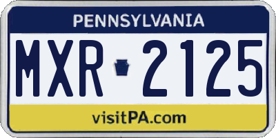 PA license plate MXR2125