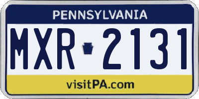 PA license plate MXR2131