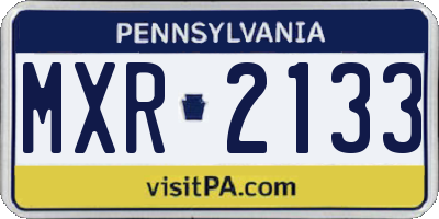 PA license plate MXR2133