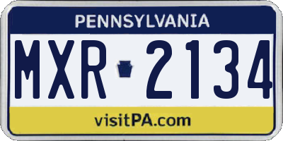 PA license plate MXR2134
