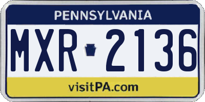 PA license plate MXR2136
