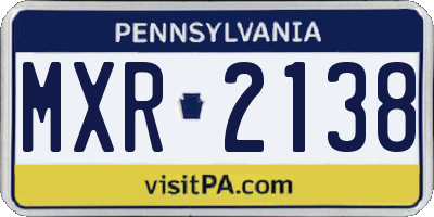 PA license plate MXR2138
