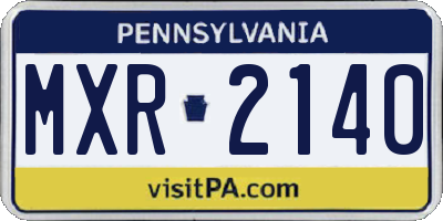 PA license plate MXR2140