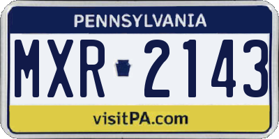 PA license plate MXR2143