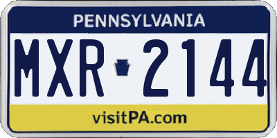 PA license plate MXR2144