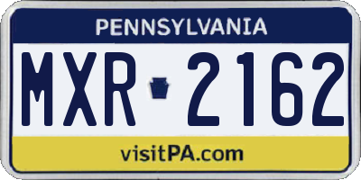 PA license plate MXR2162