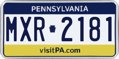 PA license plate MXR2181