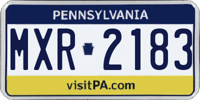 PA license plate MXR2183
