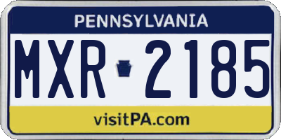 PA license plate MXR2185