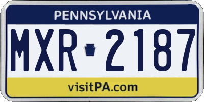 PA license plate MXR2187