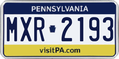 PA license plate MXR2193