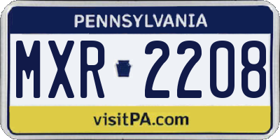 PA license plate MXR2208