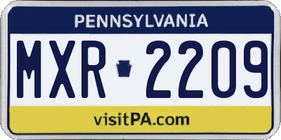 PA license plate MXR2209