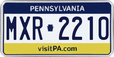 PA license plate MXR2210