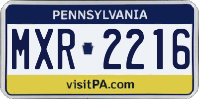 PA license plate MXR2216