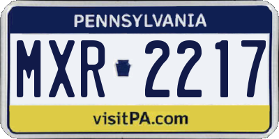 PA license plate MXR2217