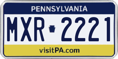 PA license plate MXR2221