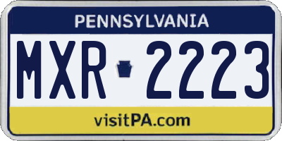 PA license plate MXR2223