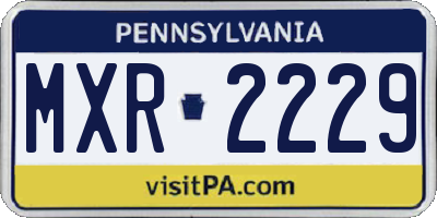 PA license plate MXR2229