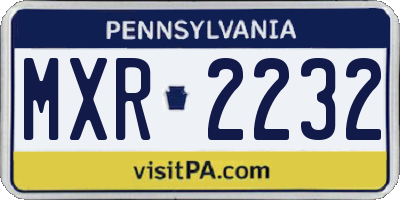 PA license plate MXR2232