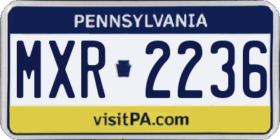 PA license plate MXR2236