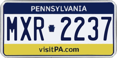 PA license plate MXR2237