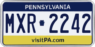 PA license plate MXR2242
