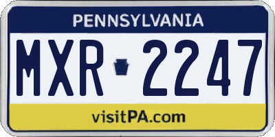 PA license plate MXR2247