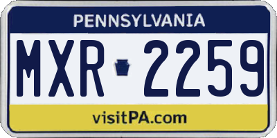 PA license plate MXR2259
