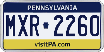 PA license plate MXR2260