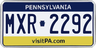PA license plate MXR2292