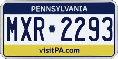 PA license plate MXR2293