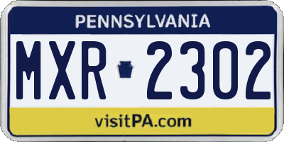 PA license plate MXR2302