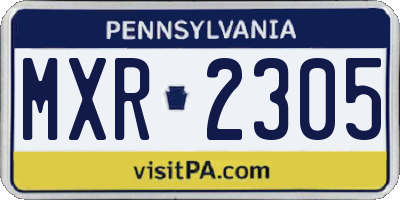 PA license plate MXR2305