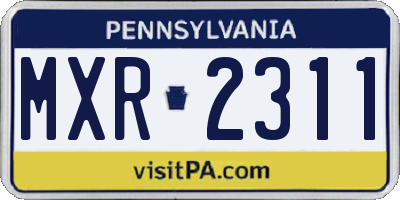 PA license plate MXR2311