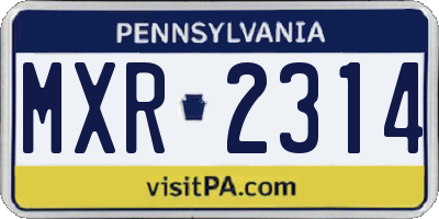 PA license plate MXR2314