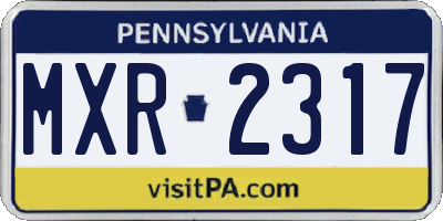 PA license plate MXR2317