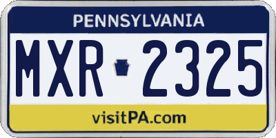 PA license plate MXR2325