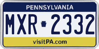 PA license plate MXR2332